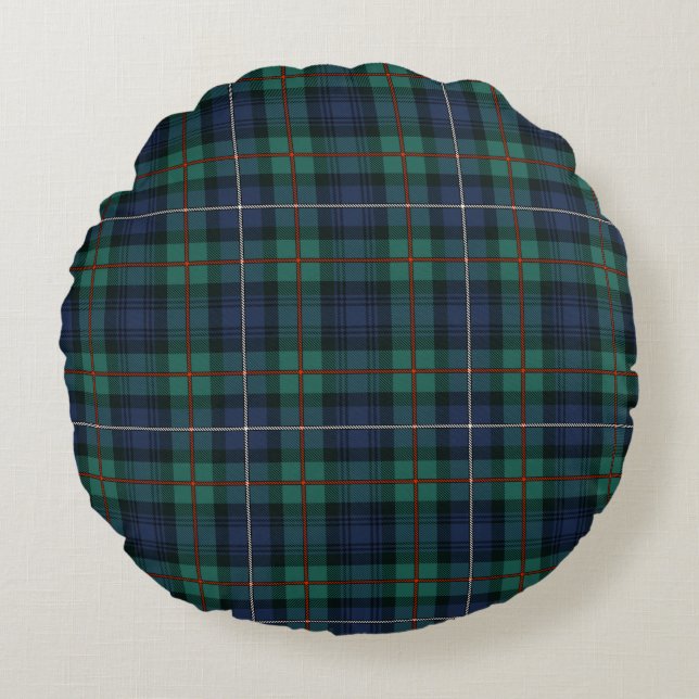 Cojín Redondo Plaid Tartan Green Purple Rustic Clan Robertson (Anverso)