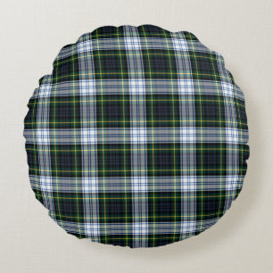 Cojín Redondo Plaid Tartán Verde Blanco Regalo de inauguración A