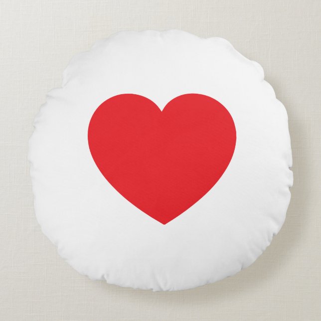 Cojín Redondo Plain Modern White Red Love Heart Graphic (Anverso)