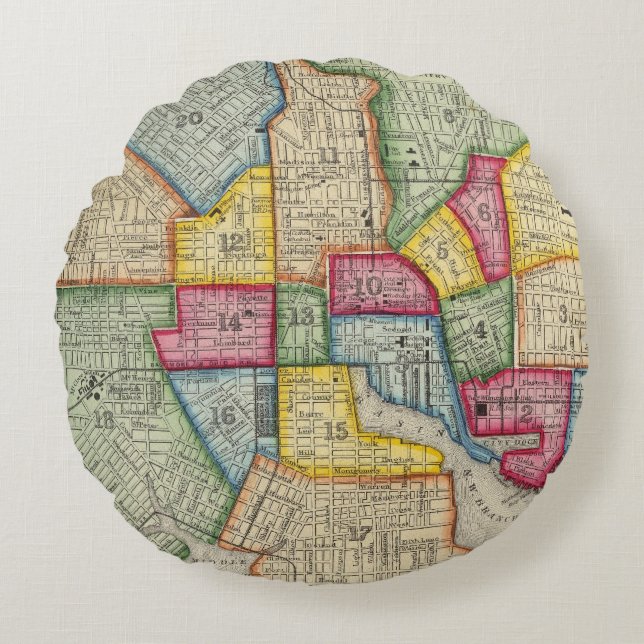 Cojín Redondo Plan de Baltimore (Anverso)