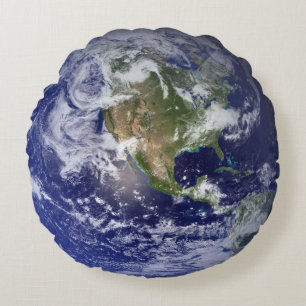 Cojín Redondo Planeta Tierra Espacio Solar Sistema Hogar Azul