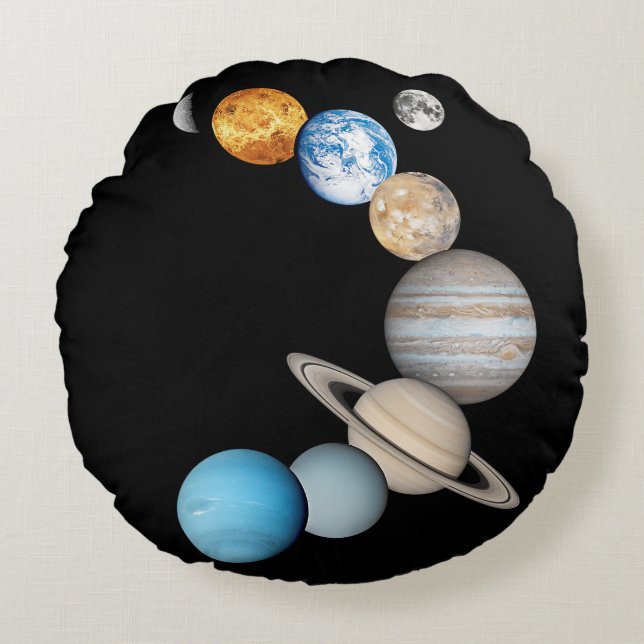 Cojín Redondo Planetas del sistema solar (intercambiables en col (Anverso)