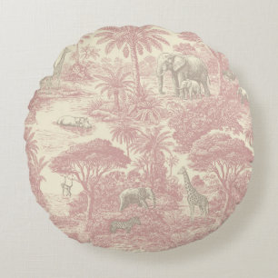 Cojín Redondo Planificador Tropical de Patrón de Toile de Jungla