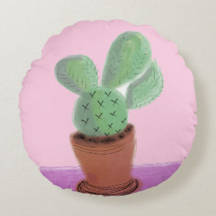 Cojín Redondo Planta Cactus Verde Morado plantas de interior