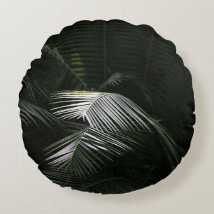 COJÍN REDONDO PLANTA DE HOJAS VERDE