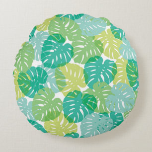 Cojín Redondo Planta de queso exótico: Monstera tropical