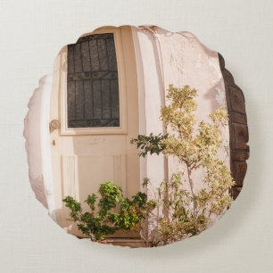 COJÍN REDONDO PLANTAS DE HOJAS VERDES