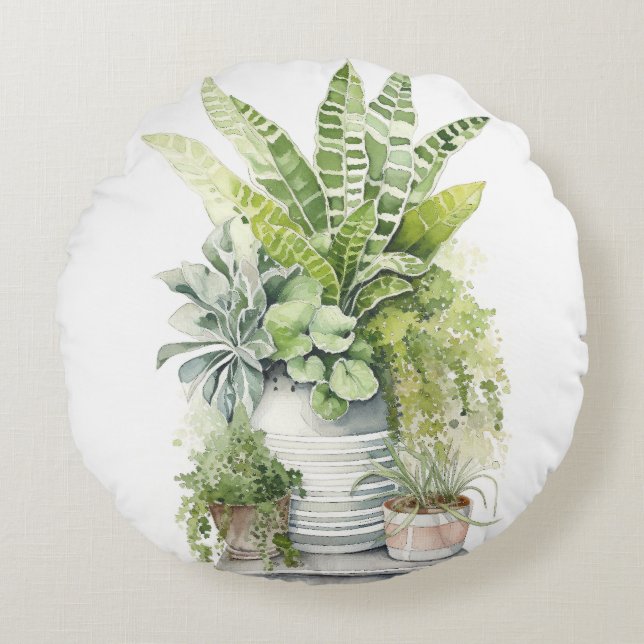 Cojín Redondo Plantas de Interior (Anverso)