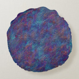 Cojín Redondo Plantas sobrantes de pintura cian y roja manchadas