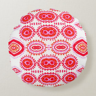 Cojín Redondo Plantilla De Moda Contemporánea. Folklore rojo Boh
