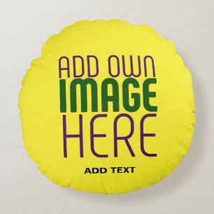 COJÍN REDONDO PLANTILLA DE TEXTO DE IMAGEN AMARILLA LUMINOSA EDI