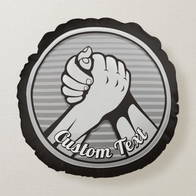 Cojín Redondo Plata de lucha de brazos (Anverso)