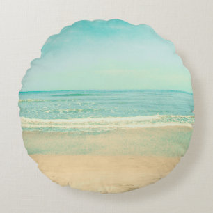 Cojín Redondo Playa Retro Pastel, fondo, verano, cosecha
