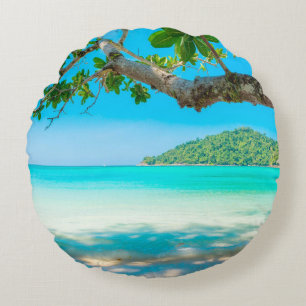 Cojín Redondo Playa Tropical