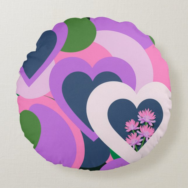 Cojín Redondo Playful Abstract Heart Round Pillow (Anverso)