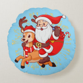 Cojín Redondo **"Playful Santa Claus Design – Fun and Festive Ch