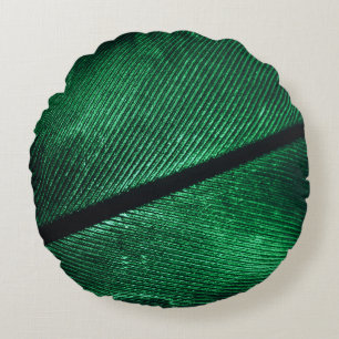 Cojín Redondo Pluma Verde, Hermosa Textura De Patrón.