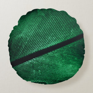 Cojín Redondo Pluma Verde, Hermosa Textura De Patrón.