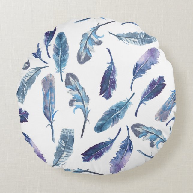 Cojín Redondo Plumas acuáticas: patrón de ventilación sin soldad (Anverso)