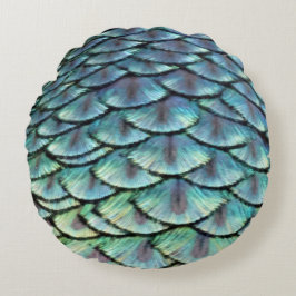 Cojín Redondo Plumas de cola de pavo real