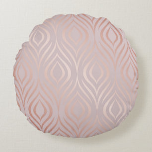 Cojín Redondo plumas de pavo real de oro Rosa, vintage