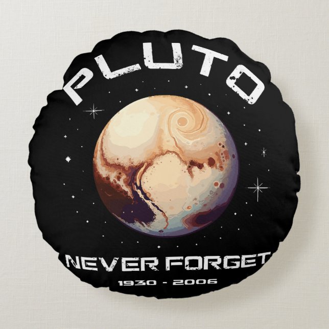 Cojín Redondo Plutón Nunca Olvides (Anverso)