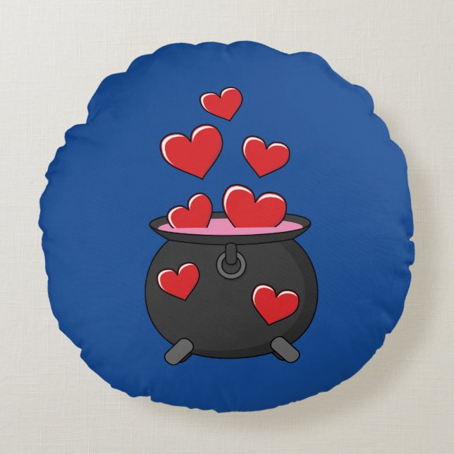 Cojín Redondo Poción de amor de corazón (Anverso)