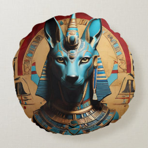 Cojín Redondo Poder anubis y majestuosidad de la mitología antig