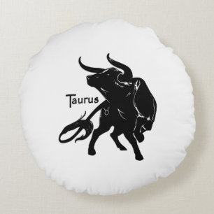 Cojín Redondo Poderoso Tauro el Zodiaco Bull Inicial