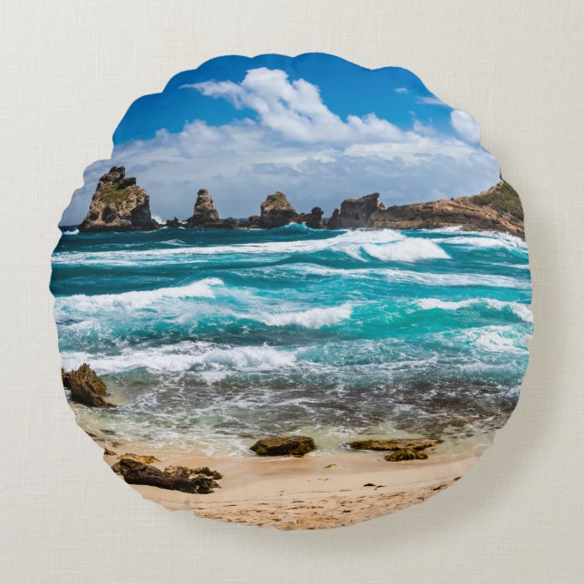 Cojín Redondo Pointe des Chateaux, Grande-Terre, Guadalupe Roun (Anverso)