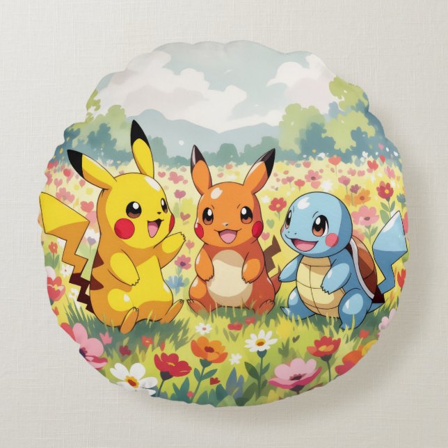 Cojín Redondo Pokémon und seine Treue Freunde (Anverso)
