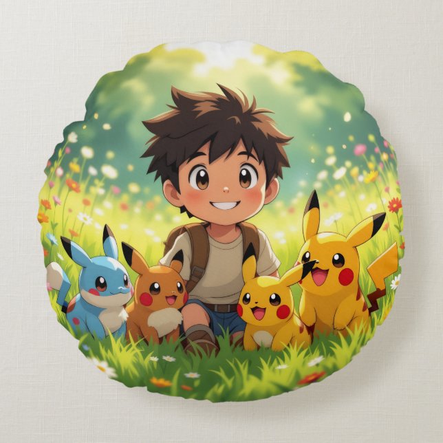 Cojín Redondo Pokémon und seine Treue Freunde (Anverso)