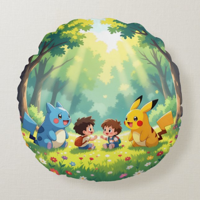 Cojín Redondo Pokémon und seine Treue Freunde (Anverso)
