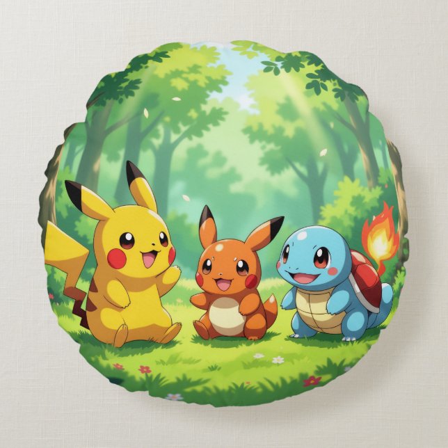 Cojín Redondo Pokémon und seine Treue Freunde (Anverso)