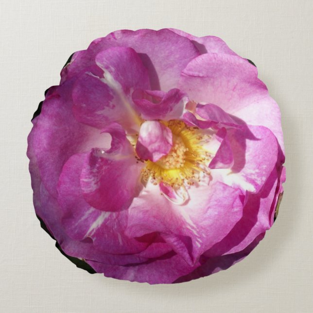 Cojín Redondo Poliéster rosado de roce cepillado de rosca Almoha (Anverso)