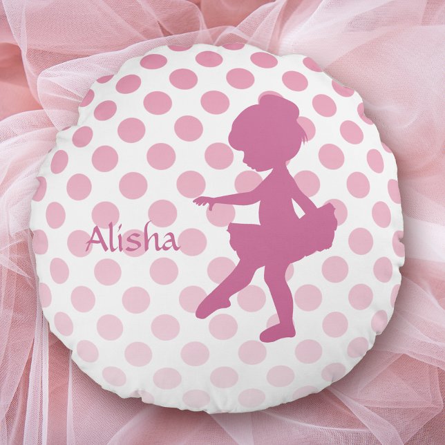 Cojín Redondo Polka Dot Pink Ballerina personalizada (Subido por el creador)