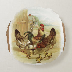 Cojín Redondo Pollos de granja de arte ventilado