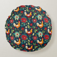 Pollos De Granja Y Poinsettias