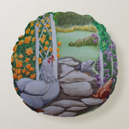 Cojín Redondo Pollos felices