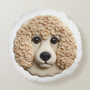 Cojín Redondo Poodle Perro 3D Inspirado