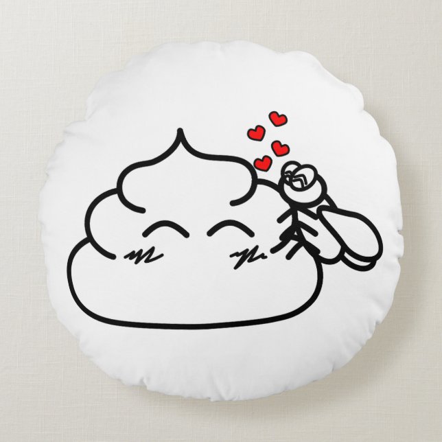 Cojín Redondo Poop in Love - Brootsch the PooPoo (Anverso)