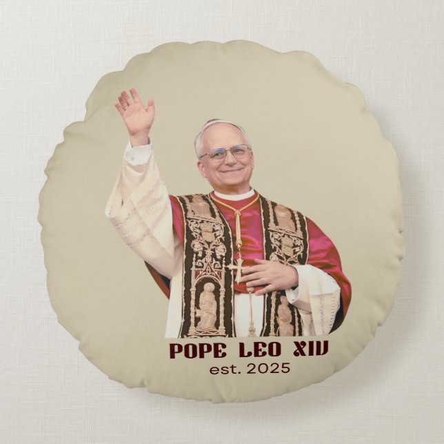 Cojín Redondo Pope Leo XIV Est 2025 Commemorative (Anverso)