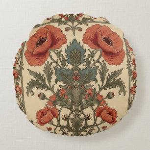 Cojín Redondo Poppies Floral Art Nouveau de William Morris 