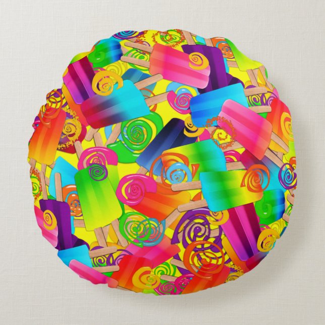 Cojín Redondo Popsicle Swirls CKC,COJÍN DECORATIVO DE RONDA amar (Anverso)
