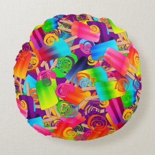Cojín Redondo Popsicle Swirls CKC,COJÍN DECORATIVO RONDA PURPLE