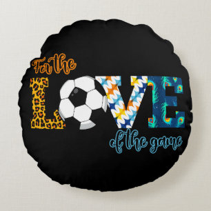 Cojín Redondo Por El Amor Del Juego De Fútbol Mamá Leopard