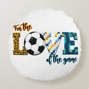 Cojín Redondo Por El Amor Del Juego De Fútbol Mamá Leopard