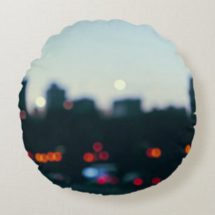 Cojín Redondo Por la noche Varsovia: Silhouette de cristales bor