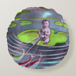 Cojín Redondo postal francesa de April Fool