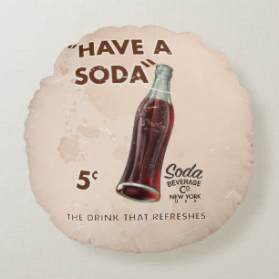 Cojín Redondo Poster Vintage Soda